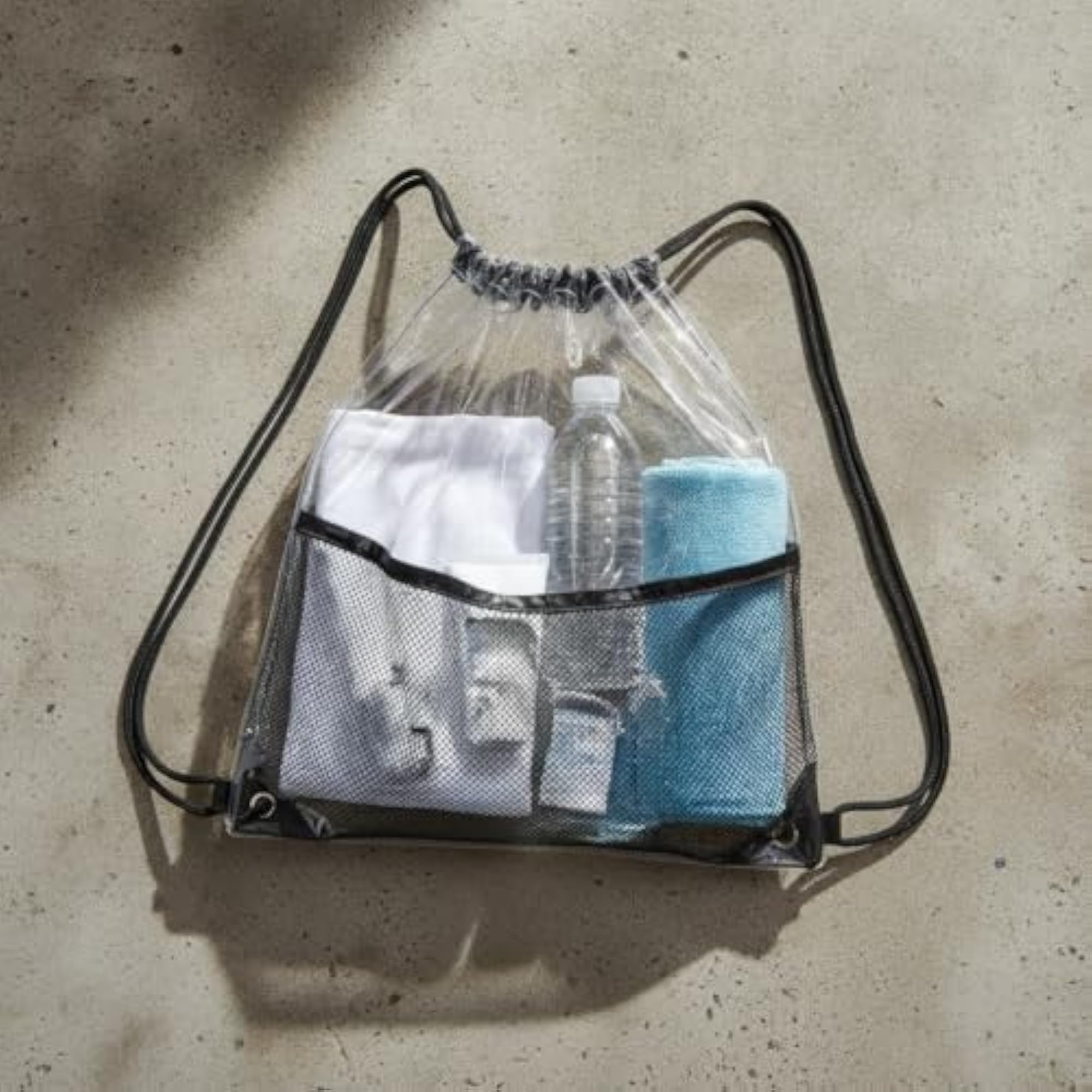 Portable Drawstring Mesh Bag, Blue